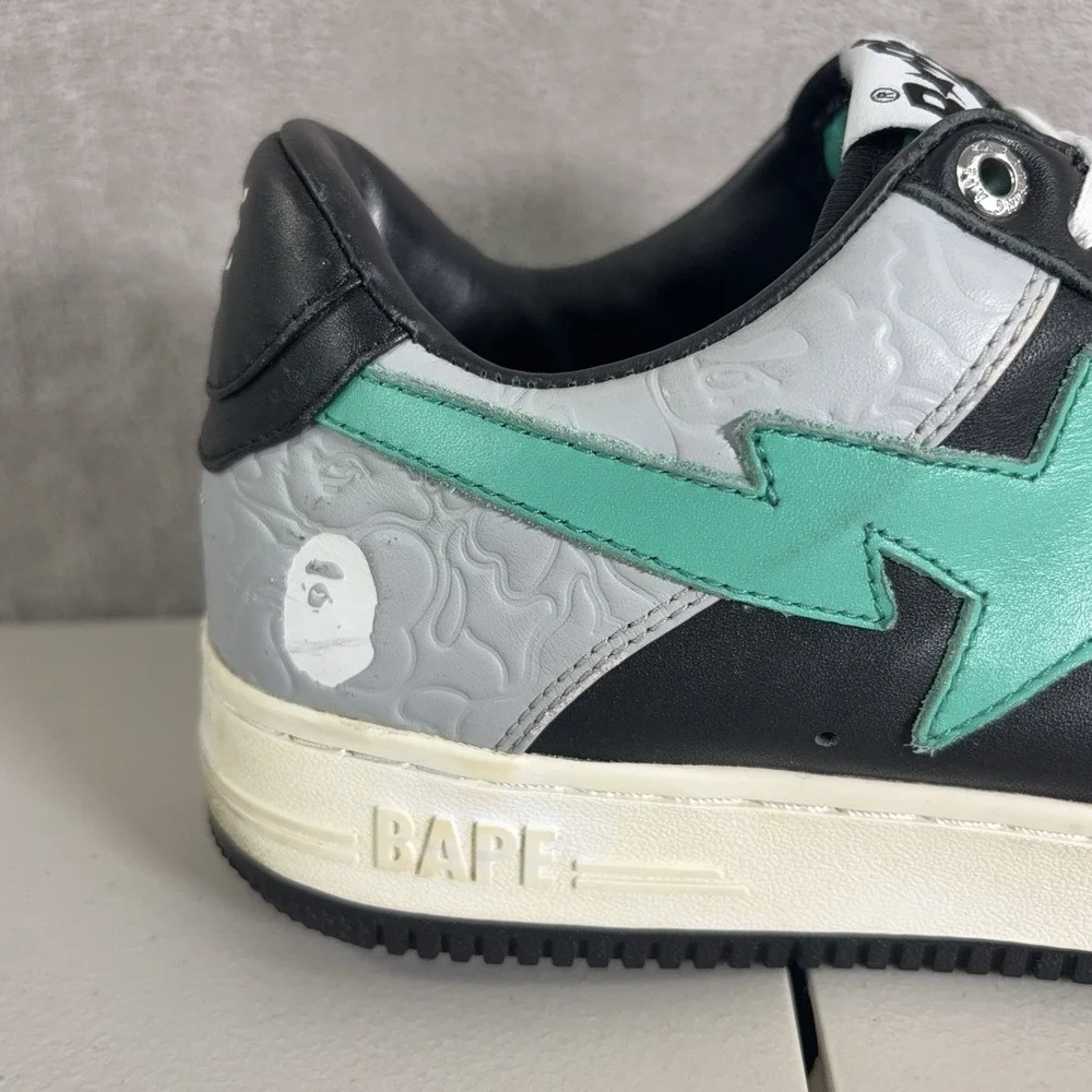 A Bathing Ape BAPE Bapesta M2 Low Mens 9 Green Black Shark Face Sneakers